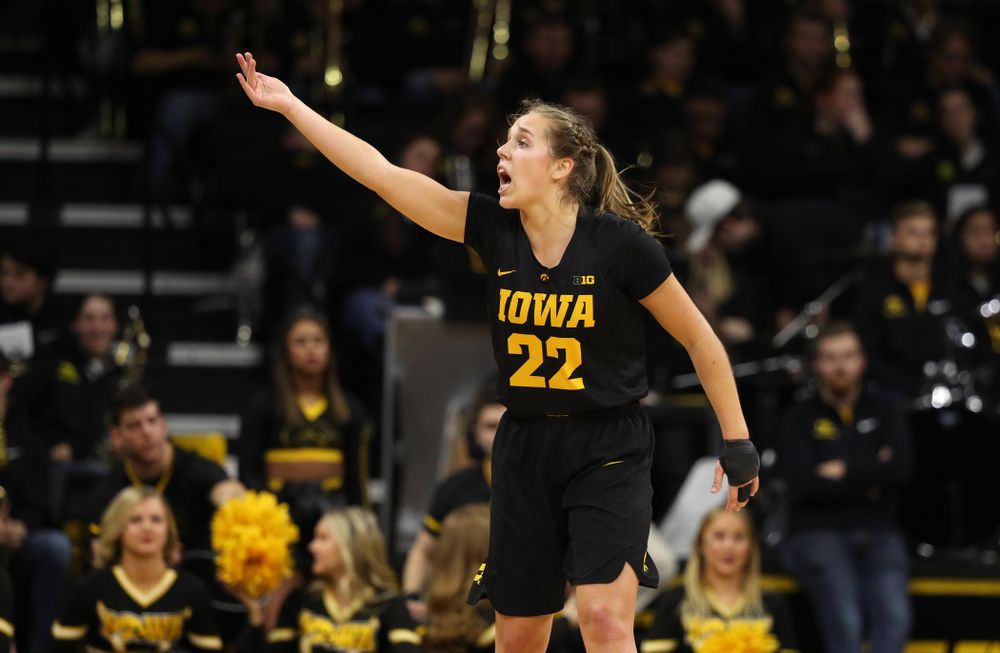 Iowa Hawkeyes guard Kathleen Doyle (22) against the Iowa State Cyclones in the Iowa Corn Cy-Hawk Series Wednesday, December 5, 2018 at Carver-Hawkeye Arena. (Brian Ray/hawkeyesports.com)