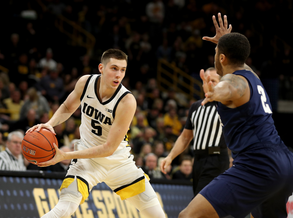 Iowa Hawkeyes guard CJ Fredrick (5) against Penn State Saturday, February 29, 2020 at Carver-Hawkeye Arena. (Brian Ray/hawkeyesports.com)