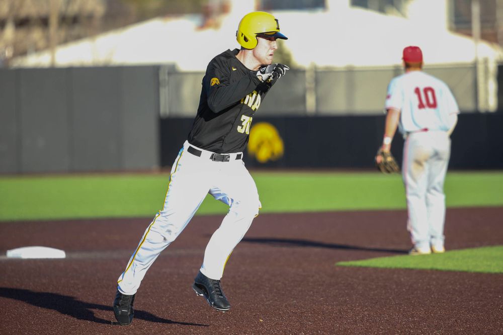 Iowa outfielder Connor McCaffery at the game vs. Bradley on Tuesday, March 26, 2019 at (place). (Lily Smith/hawkeyesports.com)