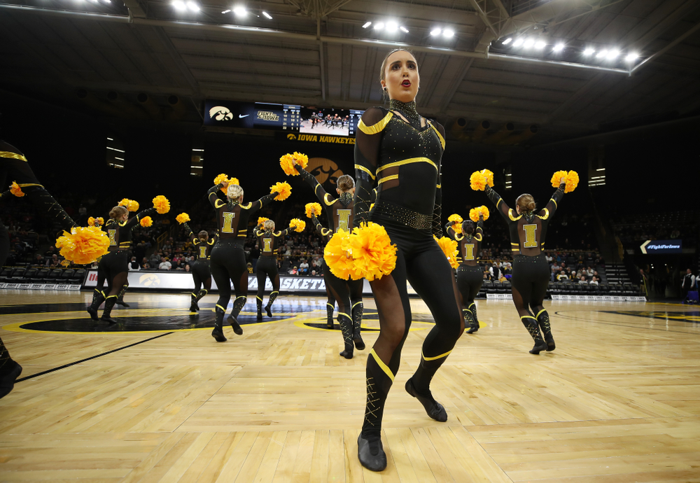 The Iowa Dance Team performs at halftime of the Iowa Hawkeyes game against the Nebraska Cornhuskers Thursday, January 3, 2019 at Carver-Hawkeye Arena. (Brian Ray/hawkeyesports.com)