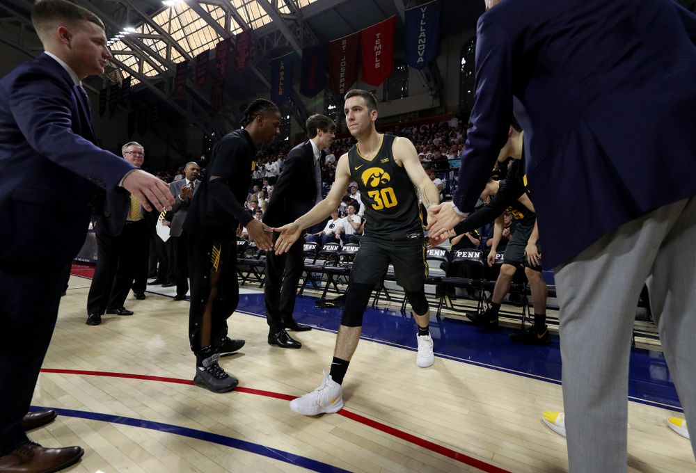 Iowa Hawkeyes guard Connor McCaffery (30) against Penn State Saturday, January 4, 2020 at the Palestra in Philadelphia. (Brian Ray/hawkeyesports.com)