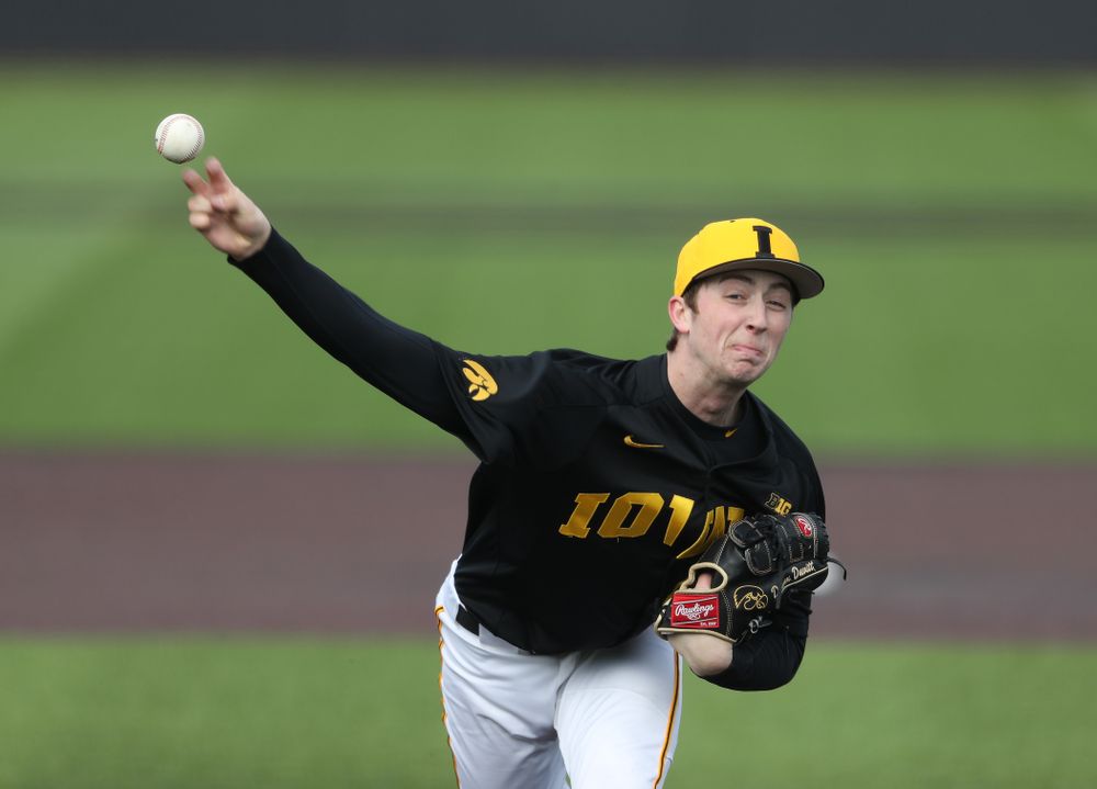 Iowa Hawkeyes Duncan Davitt (44) against California State Northridge Sunday, March 17, 2019 at Duane Banks Field. (Brian Ray/hawkeyesports.com)