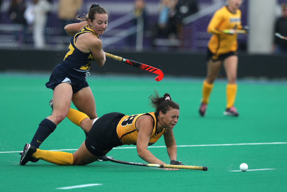 Iowa Hawkeyes Mya Christopher (18) against the Michigan Wolverines in the semi-finals of the Big Ten Tournament Friday, November 2, 2018 at Lakeside Field on the campus of Northwestern University in Evanston, Ill. (Brian Ray/hawkeyesports.com)
