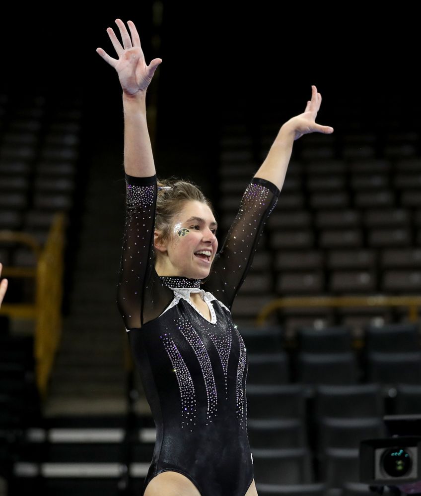 Iowa’s Bridget Killian competes on the beam against Michigan State Saturday, February 1, 2020 at Carver-Hawkeye Arena. (Brian Ray/hawkeyesports.com)