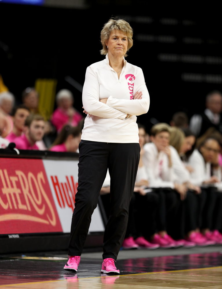Iowa Hawkeyes head coach Lisa Bluder against the Wisconsin Badgers Sunday, February 16, 2020 at Carver-Hawkeye Arena. (Brian Ray/hawkeyesports.com)