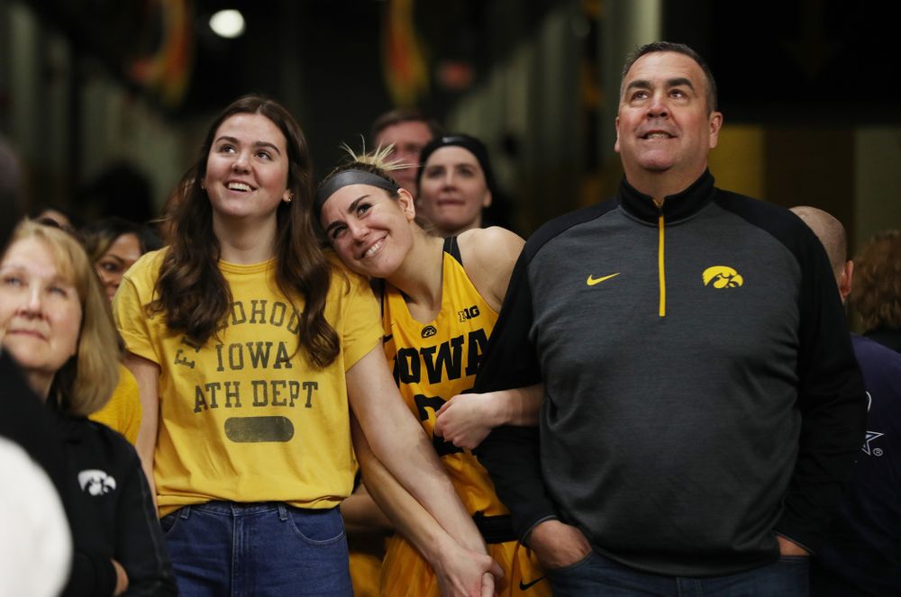 Iowa Hawkeyes forward Hannah Stewart (21) during senior day ceremonies following their game against the Northwestern Wildcats Sunday, March 3, 2019 at Carver-Hawkeye Arena. (Brian Ray/hawkeyesports.com)