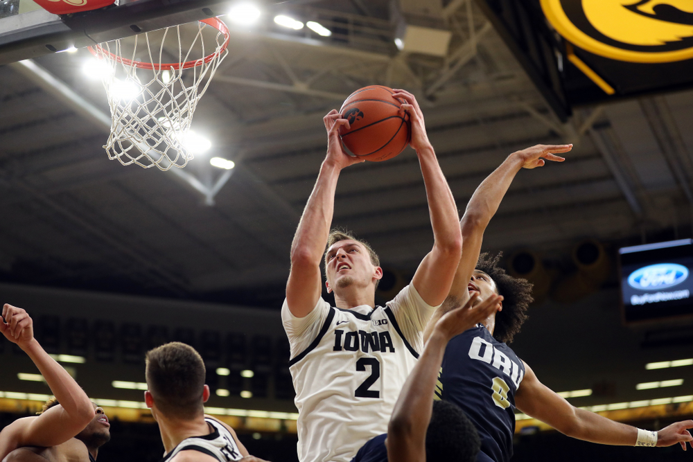 Iowa Hawkeyes forward Jack Nunge (2) against Oral Roberts Friday, November 15, 2019 at Carver-Hawkeye Arena. (Brian Ray/hawkeyesports.com)