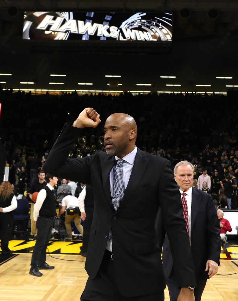 Iowa Hawkeyes assistant coach Andrew Francis against the Indiana Hoosiers Friday, February 22, 2019 at Carver-Hawkeye Arena. (Brian Ray/hawkeyesports.com)