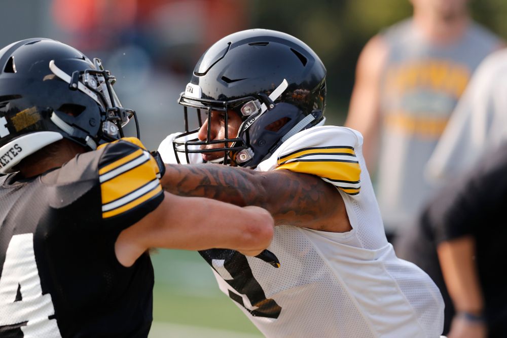 Iowa Hawkeyes defensive back Geno Stone (9) during camp practice No. 16 Tuesday, August 21, 2018 at the Hansen Football Performance Center. (Brian Ray/hawkeyesports.com)