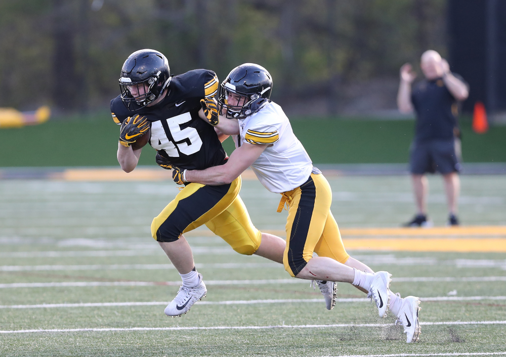 Iowa Hawkeyes fullback Joe Ludwig (45) during the teamÕs final spring practice Friday, April 26, 2019 at the Kenyon Football Practice Facility. (Brian Ray/hawkeyesports.com)