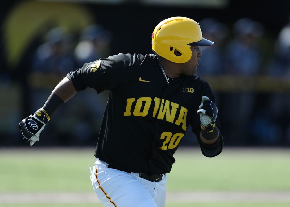Iowa Hawkeyes Izaya Fullard (20) during game two against UC Irvine Saturday, May 4, 2019 at Duane Banks Field. (Brian Ray/hawkeyesports.com)