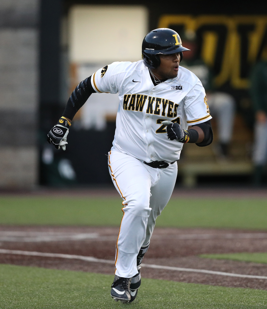 Iowa Hawkeyes Izaya Fullard (20) against the Michigan State Spartans Friday, May 10, 2019 at Duane Banks Field. (Brian Ray/hawkeyesports.com)