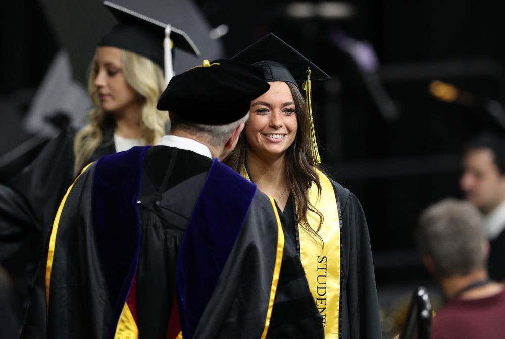 Iowa Softball's Angela Schmiederer during the Fall Commencement Ceremony Saturday, December 15, 2018 at Carver-Hawkeye Arena. (Brian Ray/hawkeyesports.com)