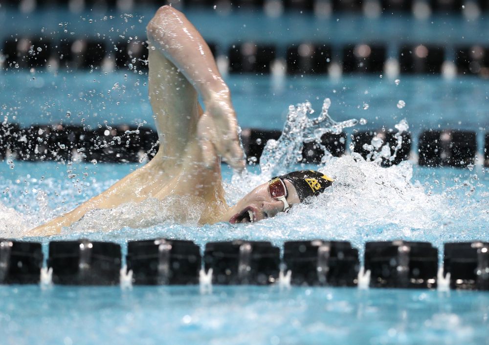Iowa's Andrew Fierke swims the 500-yard freestyle during the bonus finals of the second day at the 2019 Big Ten Swimming and Diving Championships Thursday, February 28, 2019 at the Campus Wellness and Recreation Center. (Brian Ray/hawkeyesports.com)