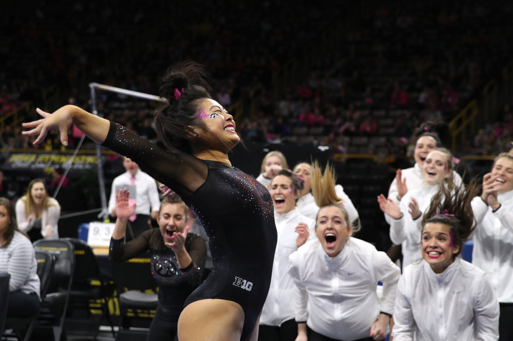 Iowa's Clair Kaji competes on the beam during their meet against the Minnesota Golden Gophers Saturday, January 19, 2019 at Carver-Hawkeye Arena. (Brian Ray/hawkeyesports.com)