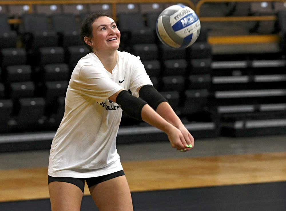 Iowa’s Halle Johnston (4) during Iowa Volleyball’s Media Day at Carver-Hawkeye Arena in Iowa City on Friday, Aug 23, 2019. (Stephen Mally/hawkeyesports.com)