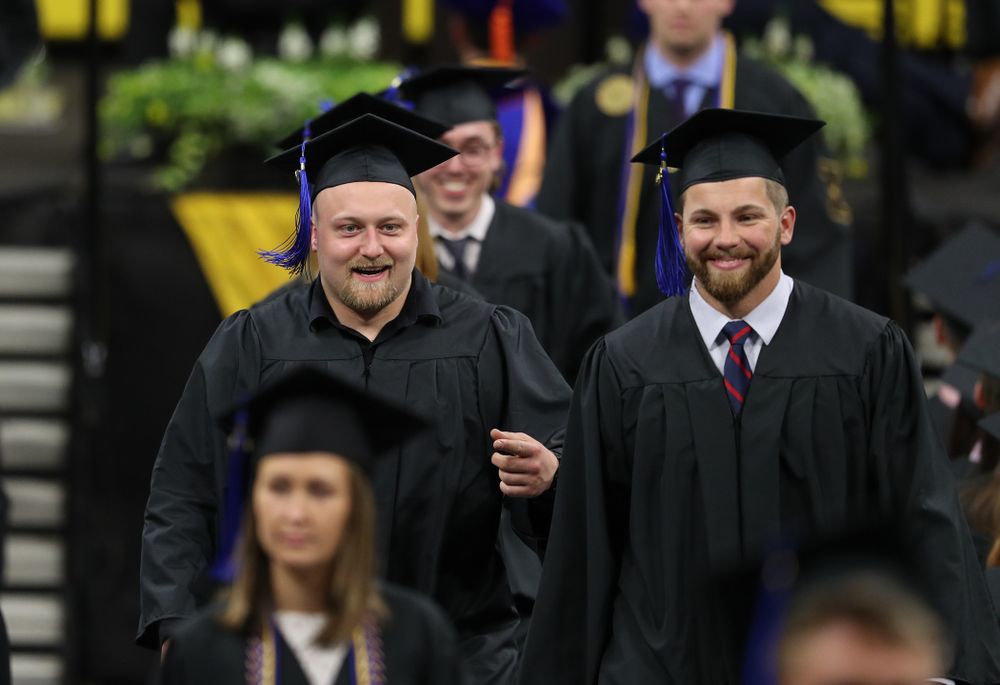 Hawkeye FootballÕs Brady Ross and Jackson Subbert during the Tippie College of Business spring commencement Saturday, May 11, 2019 at Carver-Hawkeye Arena. (Brian Ray/hawkeyesports.com)