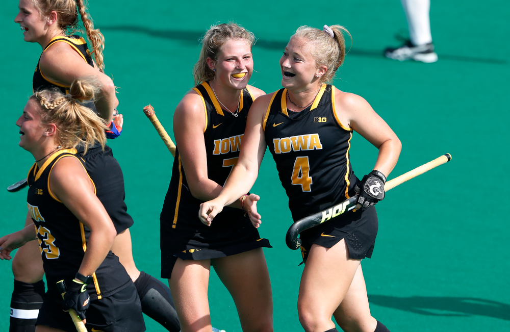Iowa Hawkeyes Makenna Grewe (4) and Ellie Holley (7) against Dartmouth Friday, August 31, 2018 at Grant Field. (Brian Ray/hawkeyesports.com)