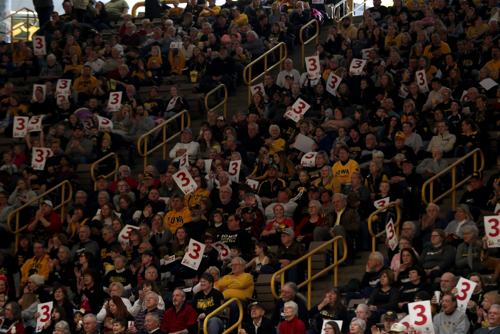 Fans cheer on the Iowa Hawkeyes against the Purdue Boilermakers Sunday, January 27, 2019 at Carver-Hawkeye Arena. (Brian Ray/hawkeyesports.com)