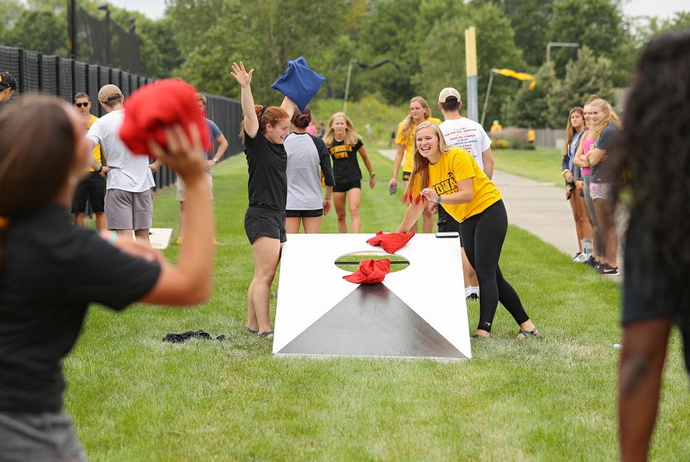 Student-athletes play bags during the Student-Athlete Kickoff outside the Karro Athletics Hall of Fame Building in Iowa City on Sunday, Aug 25, 2019. (Stephen Mally/hawkeyesports.com)