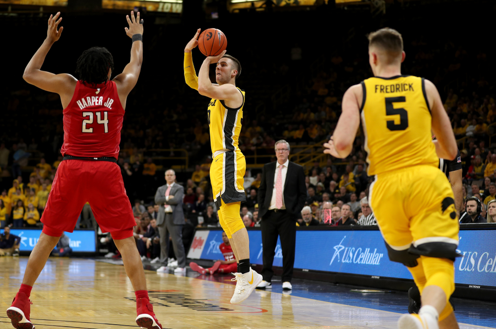 Iowa Hawkeyes guard Connor McCaffery (30) against the Rutgers Scarlet Knights Wednesday, January 22, 2020 at Carver-Hawkeye Arena. (Brian Ray/hawkeyesports.com)