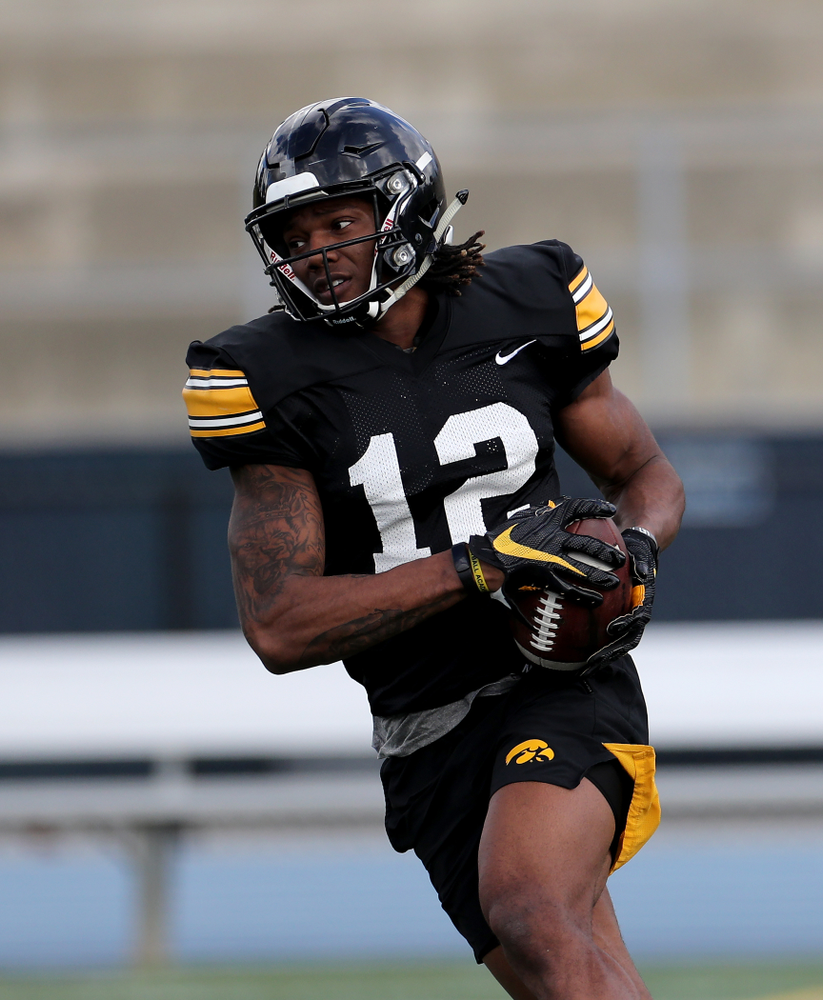 Iowa Hawkeyes wide receiver Brandon Smith (12) during Holiday Bowl Practice No. 3 Tuesday, December 24, 2019 at San Diego Mesa College. (Brian Ray/hawkeyesports.com)