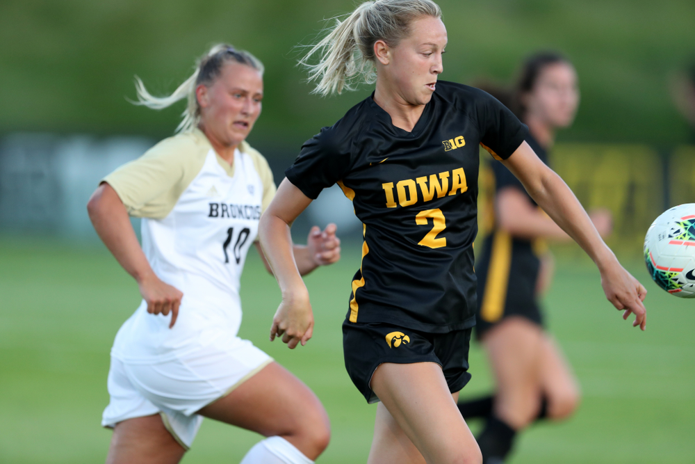 Iowa Hawkeyes midfielder Hailey Rydberg (2) against Western Michigan Thursday, August 22, 2019 at the Iowa Soccer Complex. (Brian Ray/hawkeyesports.com)