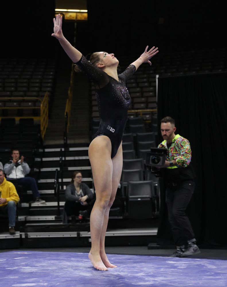 Iowa’s Bridget Killian competes on the beam against Michigan Friday, February 14, 2020 at Carver-Hawkeye Arena. (Brian Ray/hawkeyesports.com)