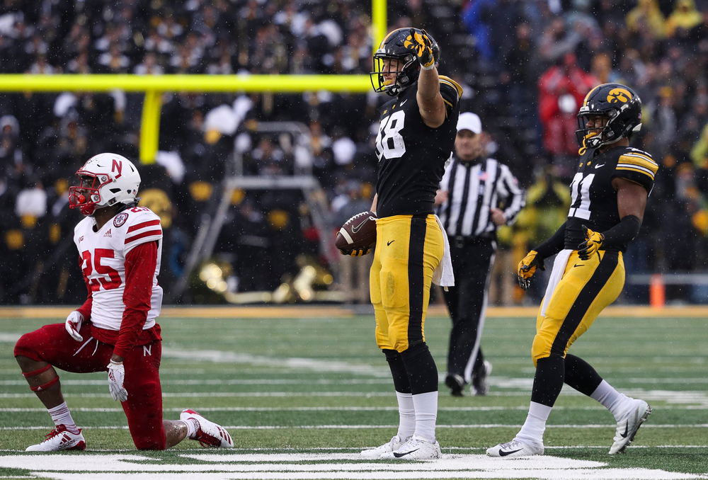 during a game against Nebraska at Kinnick Stadium on November 23, 2018. (Tork Mason/hawkeyesports.com)