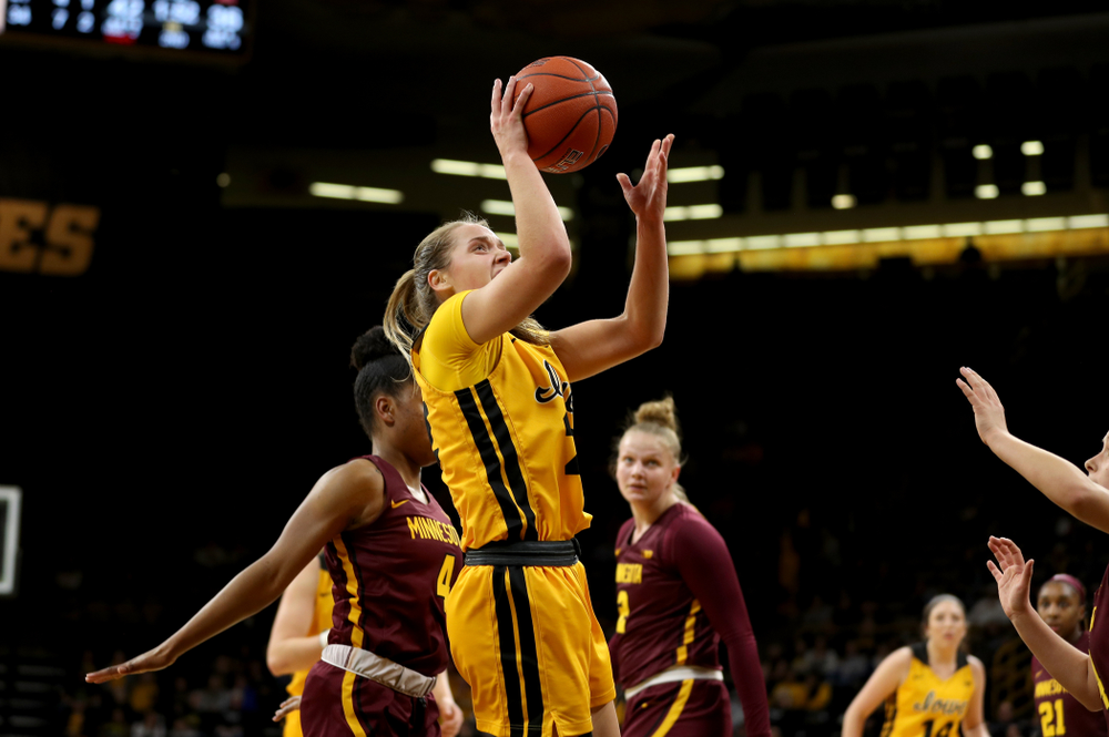 Iowa Hawkeyes guard Kathleen Doyle (22) against the Minnesota Golden Gophers Thursday, February 27, 2020 at Carver-Hawkeye Arena. (Brian Ray/hawkeyesports.com)