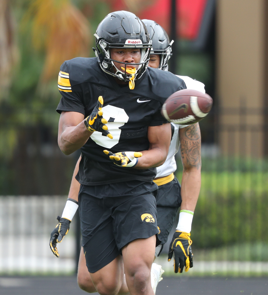 Iowa Hawkeyes wide receiver Tyrone Tracy Jr. (3) as the team prepares for the Outback Bowl Saturday, December 29, 2018 at Tampa University. (Brian Ray/hawkeyesports.com)