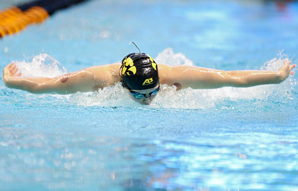 Iowa’s Christina Crane swims the women’s 400 yard individual medley preliminary event during the 2020 Women’s Big Ten Swimming and Diving Championships at the Campus Recreation and Wellness Center in Iowa City on Friday, February 21, 2020. (Stephen Mally/hawkeyesports.com)