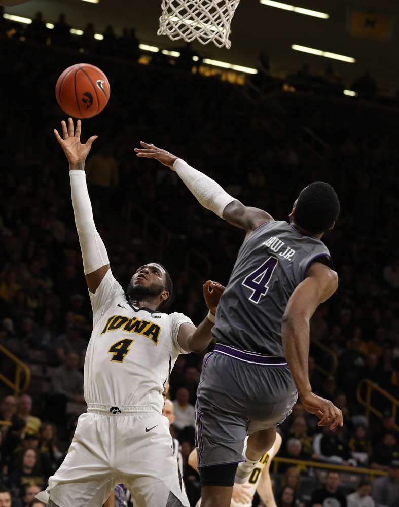 Iowa Hawkeyes guard Isaiah Moss (4) against the Northwestern Wildcats Sunday, February 10, 2019 at Carver-Hawkeye Arena. (Brian Ray/hawkeyesports.com)