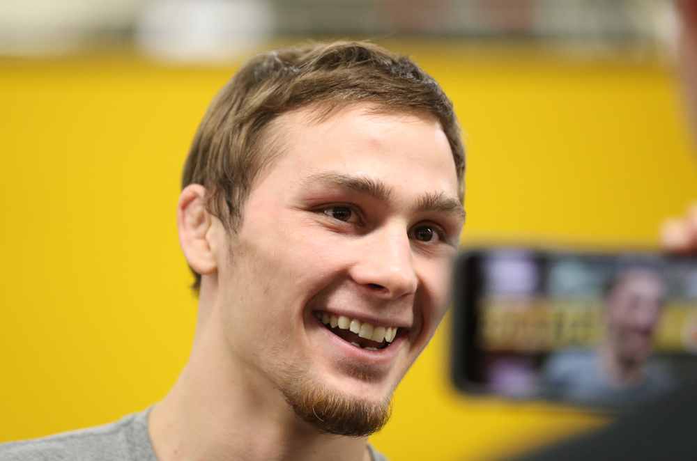 Iowa Hawkeyes 125 pound national champion Spencer Lee during the team's annual media day Monday, November 5, 2018 at Carver-Hawkeye Arena. (Brian Ray/hawkeyesports.com)