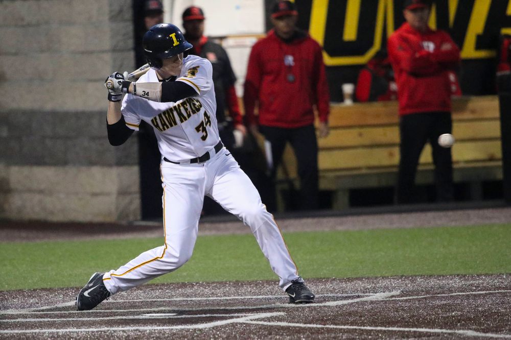 Iowa catcher Austin Martin at game 1 vs Rutgers on Friday, April 5, 2019 at Duane Banks Field. (Lily Smith/hawkeyesports.com)