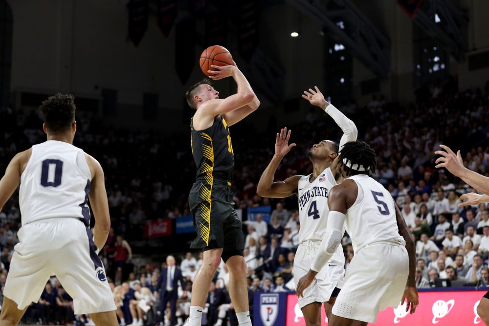 Iowa Hawkeyes guard Joe Wieskamp (10) against Penn State Saturday, January 4, 2020 at the Palestra in Philadelphia. (Brian Ray/hawkeyesports.com)