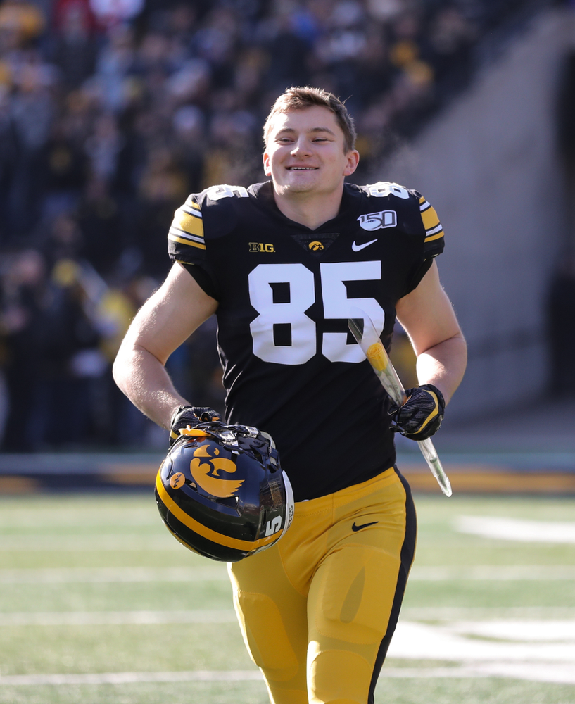 Iowa Hawkeyes long snapper Nate Vejvoda (85) during Senior Day festivities before their game against the Illinois Fighting Illini Saturday, November 23, 2019 at Kinnick Stadium. (Brian Ray/hawkeyesports.com)