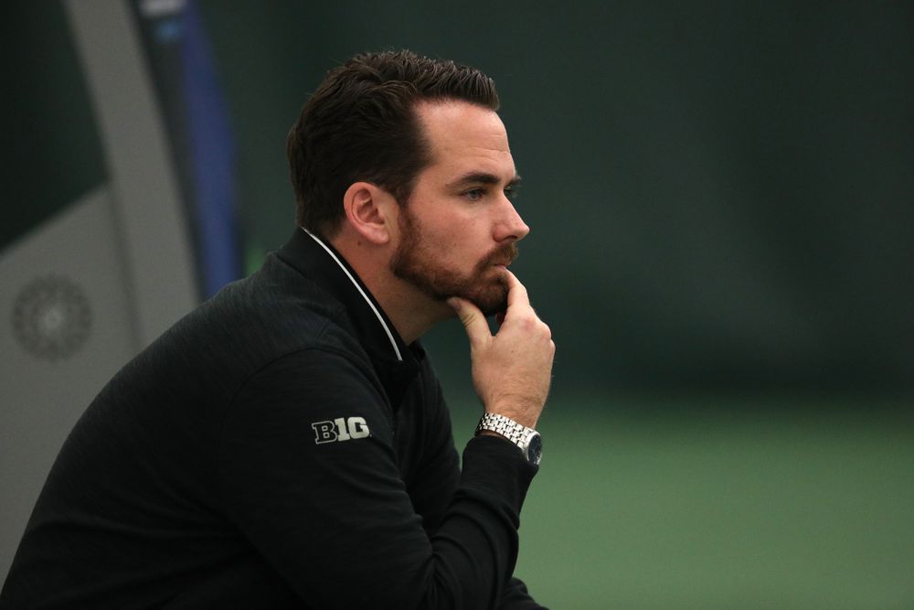 Head Coach Ross Wilson against North Dakota Friday, January 25, 2019 at the Hawkeye Tennis and Recreation Complex. (Brian Ray/hawkeyesports.com)