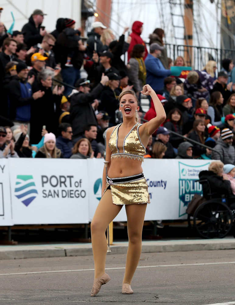 The Hawkeye Marching Band and the Iowa Spirit Squad march in the Holiday Bowl Parade Thursday, December 26, 2019 in San Diego. (Brian Ray/hawkeyesports.com)