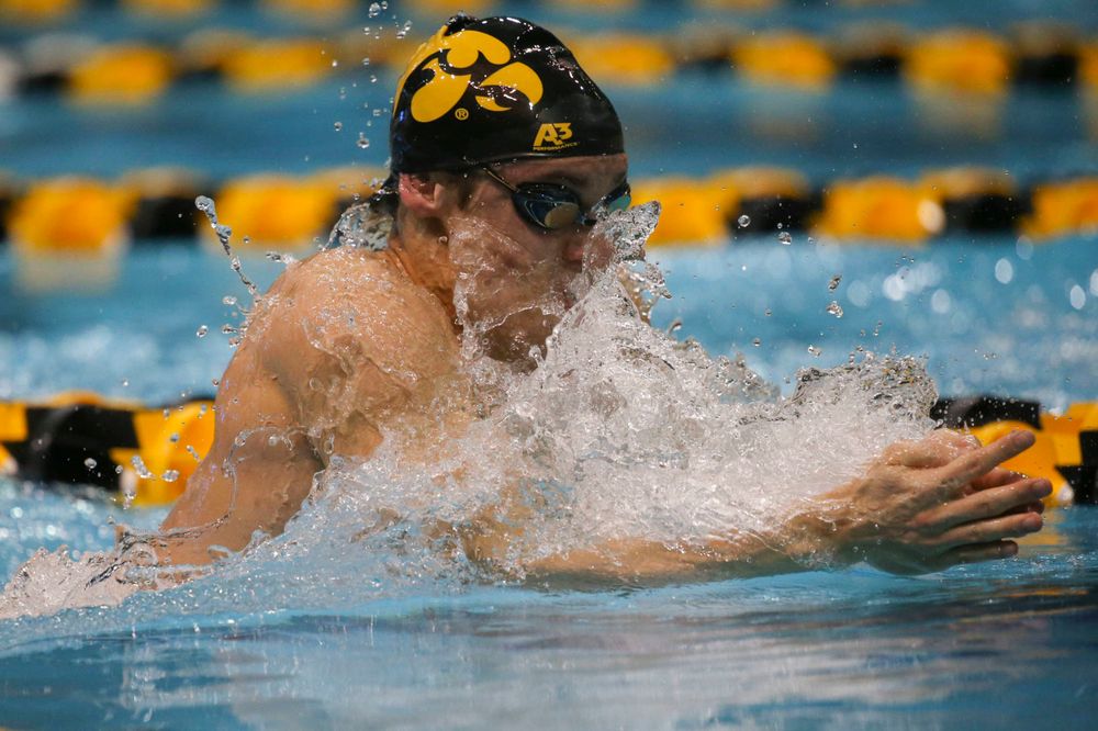 Iowa's Daniel Swanepoel at the 200-yard breaststroke race Saturday, March 2, 2019 at the Campus Recreation and Wellness Center. (Lily Smith/hawkeyesports.com)