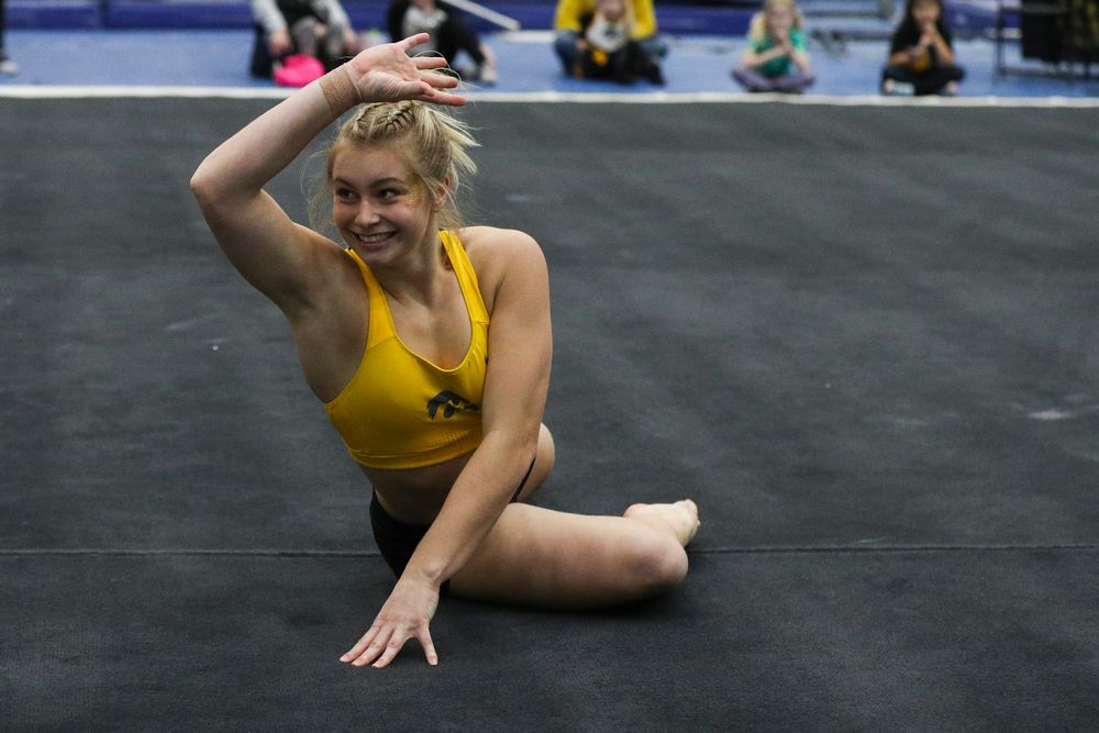 Madelyn Soloman performs a floor routine during the Iowa women’s gymnastics Black and Gold Intraquad Meet on Saturday, December 7, 2019 at the UI Field House. (Lily Smith/hawkeyesports.com)