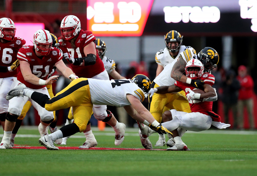 Iowa Hawkeyes defensive end A.J. Epenesa (94) against the Nebraska Cornhuskers Friday, November 29, 2019 at Memorial Stadium in Lincoln, Neb. (Brian Ray/hawkeyesports.com)
