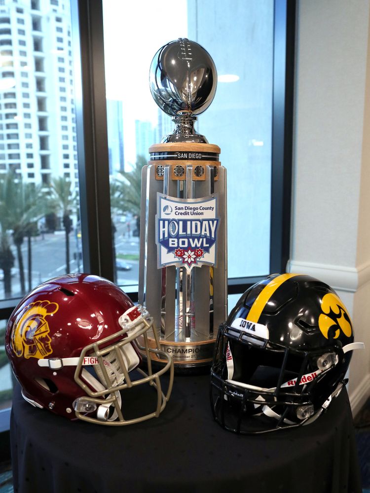 The Holiday Bowl trophy during a press conference leading up to the Holiday Bowl Thursday, December 26, 2019 in San Diego. (Brian Ray/hawkeyesports.com)