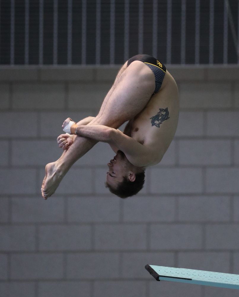 Iowa's Anton Hoherz competes on the 3-meter springboard during the third day of the 2019 Big Ten Swimming and Diving Championships Thursday, February 28, 2019 at the Campus Wellness and Recreation Center. (Brian Ray/hawkeyesports.com)