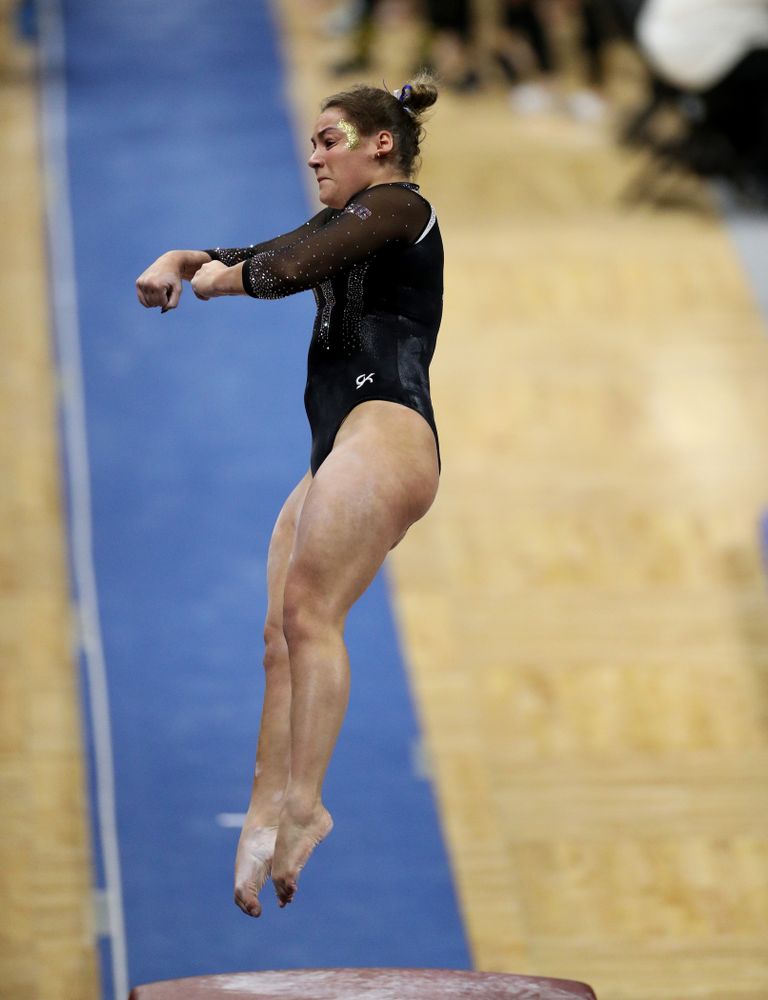 Iowa’s Daniela Castillo competes on the vault against Michigan State Saturday, February 1, 2020 at Carver-Hawkeye Arena. (Brian Ray/hawkeyesports.com)