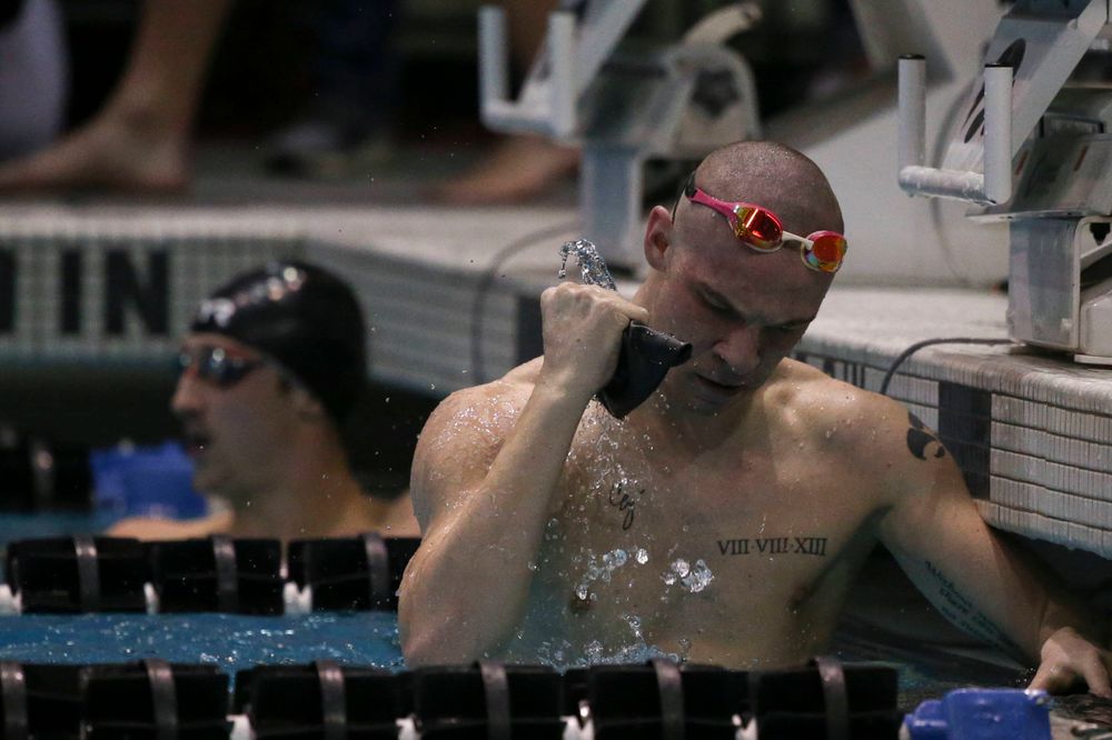 Iowa's Tanner Nelson at the 200-yard breaststroke race Saturday, March 2, 2019 at the Campus Recreation and Wellness Center. (Lily Smith/hawkeyesports.com)