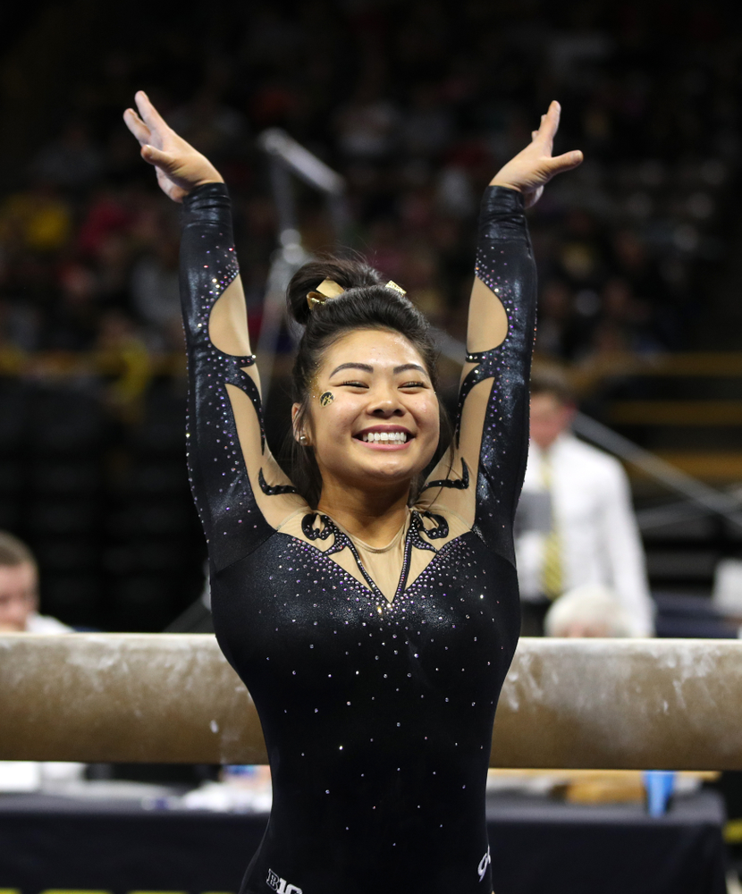 Iowa's Clair Kaji competes on the beam during their meet against Southeast Missouri State Friday, January 11, 2019 at Carver-Hawkeye Arena. (Brian Ray/hawkeyesports.com)