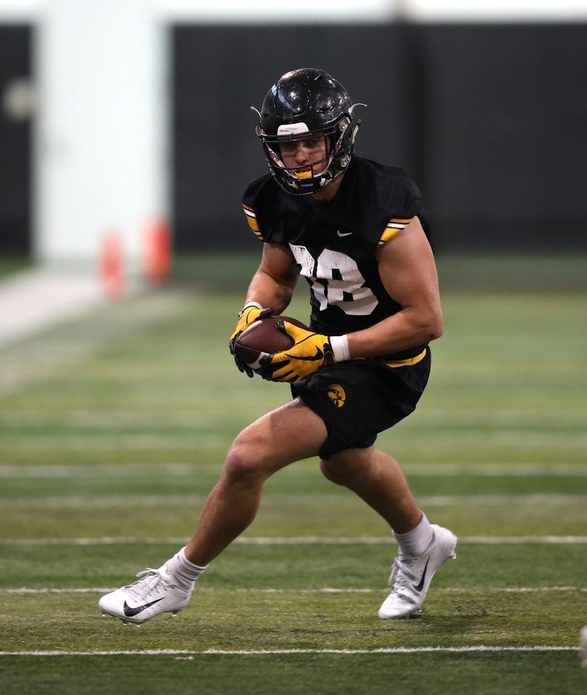 Iowa Hawkeyes tight end T.J. Hockenson (38) during preparation for the 2019 Outback Bowl Tuesday, December 18, 2018 at the Hansen Football Performance Center. (Brian Ray/hawkeyesports.com)