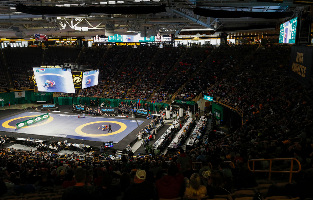 The gold medal match of the United World Wrestling Freestyle World Cup against Azerbaijan Sunday, April 8, 2018 at Carver-Hawkeye Arena. (Brian Ray/hawkeyesports.com)
