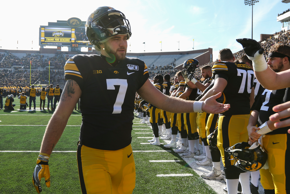 Iowa Hawkeyes punter Colten Rastetter (7) during Iowa football vs Illinois on Saturday, November 23, 2019 at Kinnick Stadium. (Lily Smith/hawkeyesports.com)